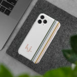 Imagem Retrora Chic Monograma<br><div class="desc">Um design de monograma minimalista com grandes iniciais tipográficas em letra clássica com seu nome abaixo e listras coloridas retrógradas. As capas de telefone oferecem uma oportunidade de deixar sua personalidade brilhar. Sua capa de telefone pode ser selecionada para mostrar seu sentido de moda do excelente, informar as pessoas sobre...</div>