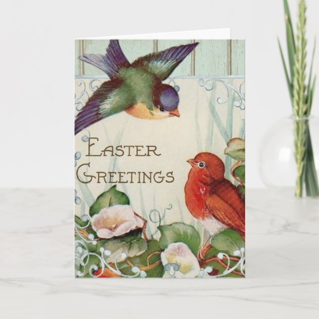 Imagem vintage de cartão de Páscoa Feliz Páscoa (Frente)