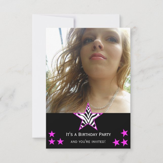 Imagens: Convite de festas Zebra Star (Frente)