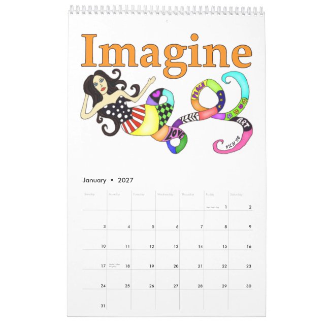Imagine o calendário da sereia e dos amigos 2011 (Jan 2027)