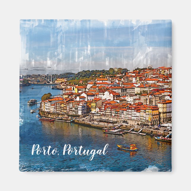Íman С paisagem do Porto, rio Douro. Portugal. (Frente)