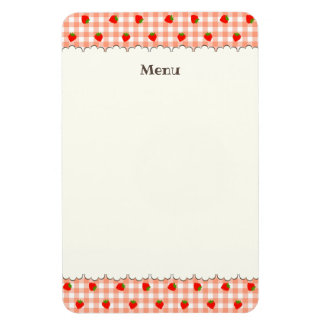 ÍMAN  文字 カスタマイズ いちご　ギンガムチェック　サーモンピンク　 マグネット