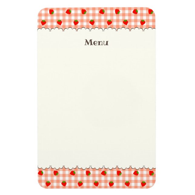 ÍMAN  文字 カスタマイズ いちご　ギンガムチェック　サーモンピンク　 マグネット (Vertical)