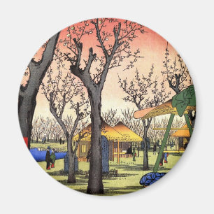 Íman 梅の庭園, jardim da ameixa, Hiroshige Ukiyoe d