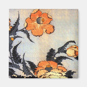 Íman 芥 子 花, 北 斎 Poppies, Hokusai, Ukiyoe