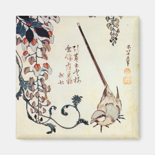 Íman 藤 に セ レ イ, 北 キ Wagtail e Wisteria, Hokusai, Ukiyo-