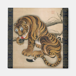 Íman 虎図, tigre do 若冲, Jakuchu