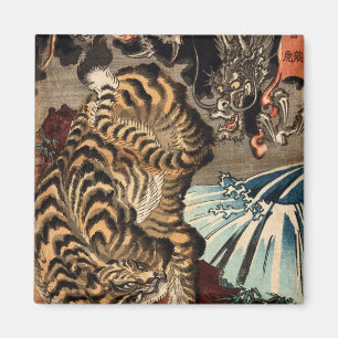 Íman 龍虎, tigre do 国芳 & dragão, Kuniyoshi, Ukiy