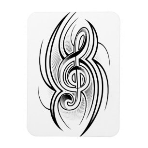 ÍMAN 028 DESIGN M DO VETOR DE TATUAGEM BRANCO CLEF TREB
