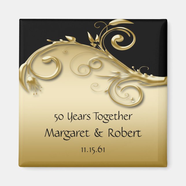 Íman 02 Gold e Black 50º Aniversário Ímã (Frente)