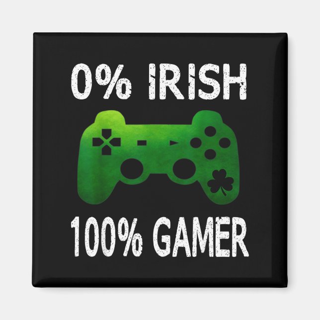 Íman 0% Irish 100% Gamer Funny St Patricks Day Video Ga (Frente)