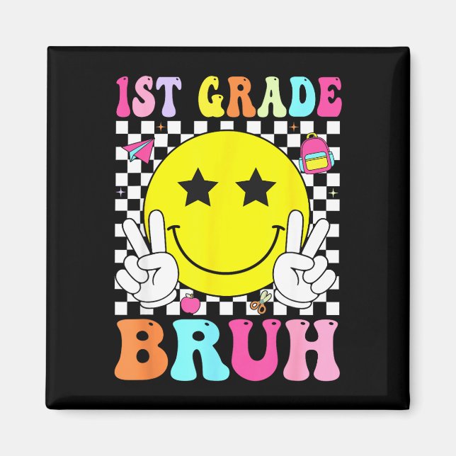 Íman 1º ano bruh sorriso retrô voltar às aulas (Frente)