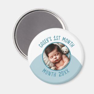 Íman 1º Mês do Bebê Foto Personalizada Adicione Nome e