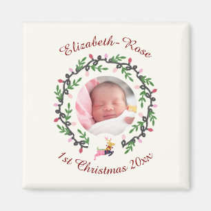 Íman 1º Veado de Natal com Coroa Personalizável