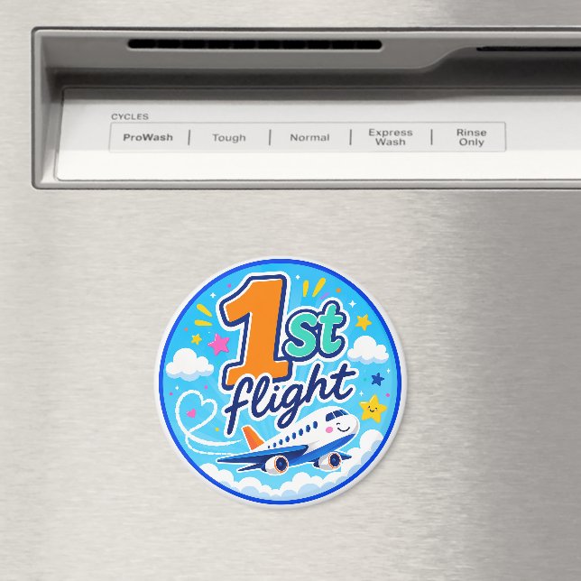 Íman 1º voo avião colorido lembrancinha (In Situ (Dishwasher))