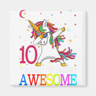 Íman 10º Aniversário Dabbing Unicorn Party Gift 10 An
