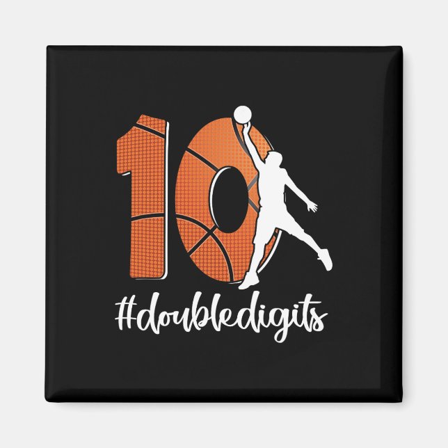 Íman 10º Aniversário Dígitos Duplos Dez Basquete Para M (Frente)