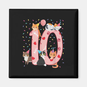 Íman 10º Aniversário Gato De Gato Bonito De 10 Anos Bd