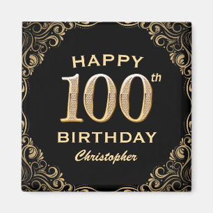 Íman 100ª imagem de Festa de aniversário preta e brilha