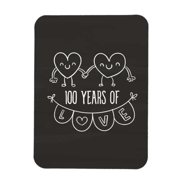 Íman 100º aniversário do Gift Chalk Hearts (Vertical)