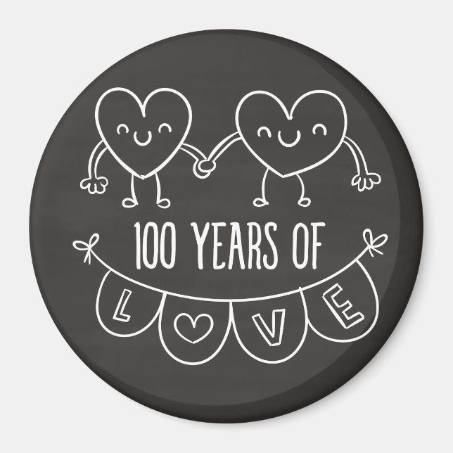 Íman 100º aniversário do Gift Chalk Hearts (Frente)