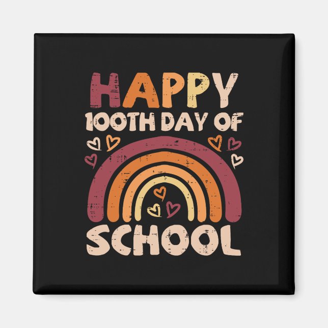 Íman 100º Dia Da Escola Arco-Íris Negro 100 Dias Profes (Frente)