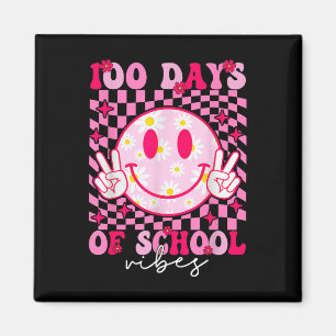 Íman 100º Dia Da Escola Vibes Rosa Sorrir Face A 100 Di