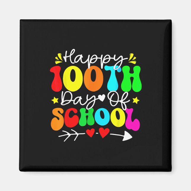 Íman 100º Dia De Aula Professor Crianças Criança Feliz  (Frente)