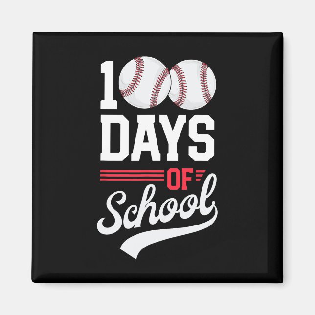 Íman 100º Dia De Beisebol Escolar 100 Dias Crianças (Frente)