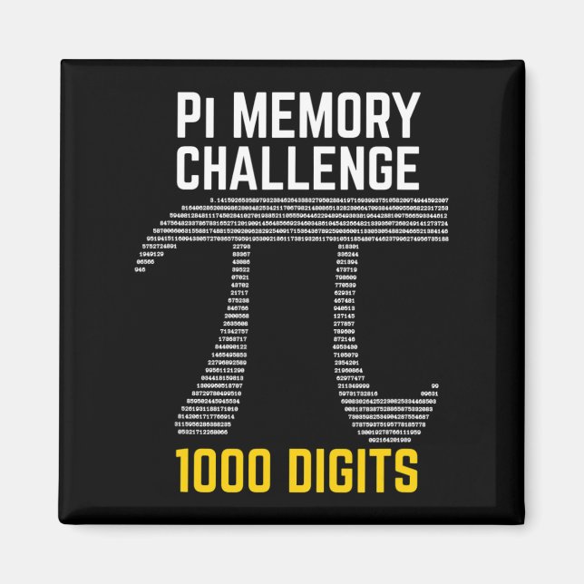 Íman 1000 Dígitos Do Desafio De Memória Pi - Pi Day (Frente)