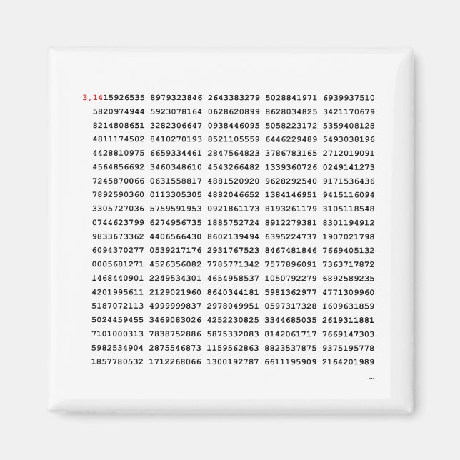 Íman 1000 Primeiro Dígitos Número Pi | Símbolo matemáti (Frente)