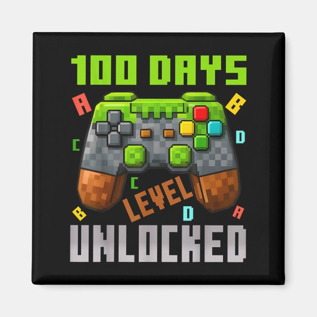 Íman 100 Days Level Unlocked Gaming 100 Days Of School  (Frente)