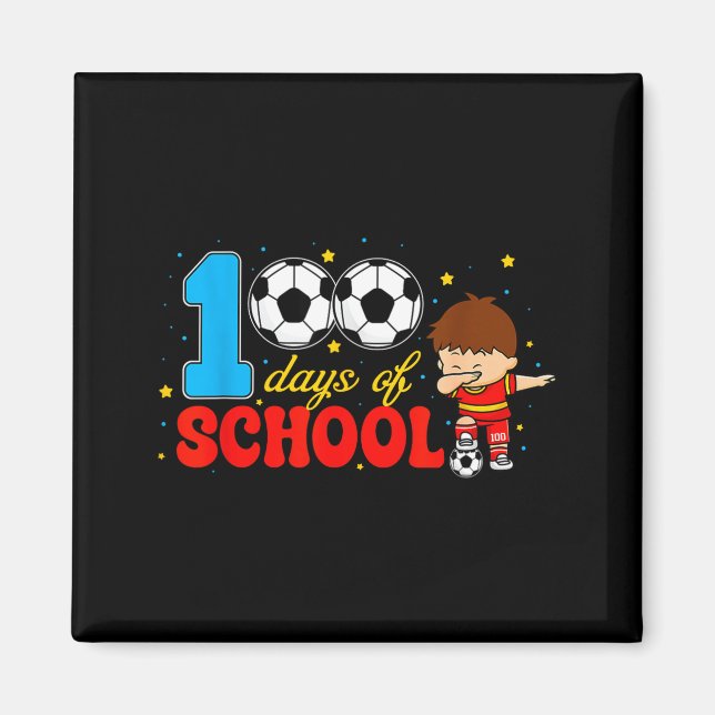 Íman 100 Days Of School Dabbing Boy Soccer 100 Days Sma (Frente)