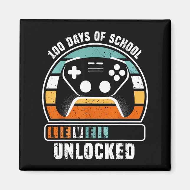 Íman 100 Days Of School Level Unlocked Funny Gamers Boy (Frente)