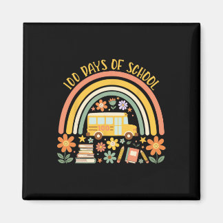 Íman 100 Days Of School Rainbow Bus Teacher Student 100
