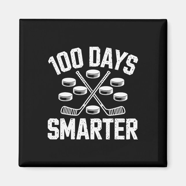 Íman 100 Days Smarter Hockey 100th Day Of School Studen (Frente)