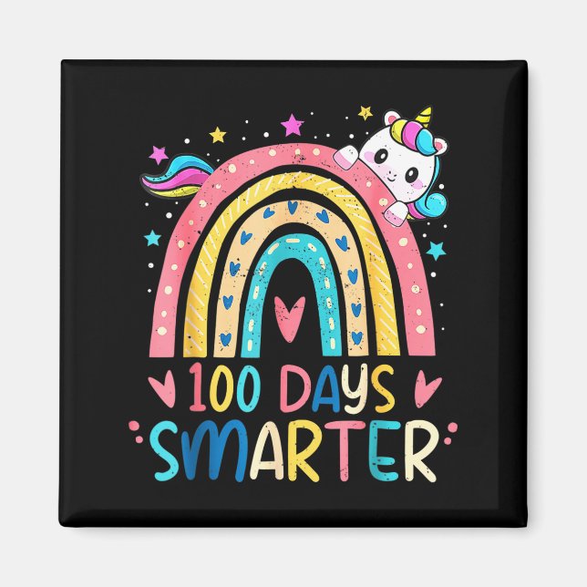 Íman 100 Days Smarter Kids Girls Unicorn 100th Day Of S (Frente)