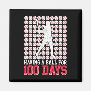 Íman 100 Dias De Basebol Escolar 100.º Dia Para Rapazes