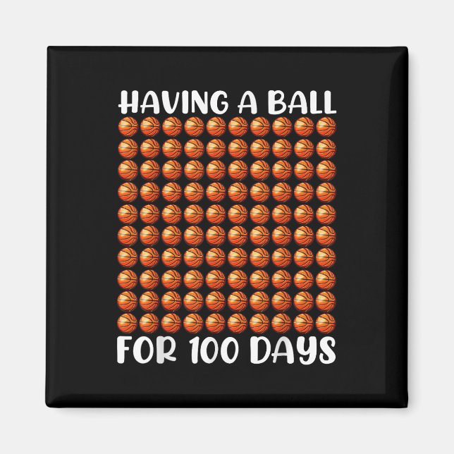 Íman 100 Dias De Basquete Escolar 100.º Dia 100 Dias (Frente)
