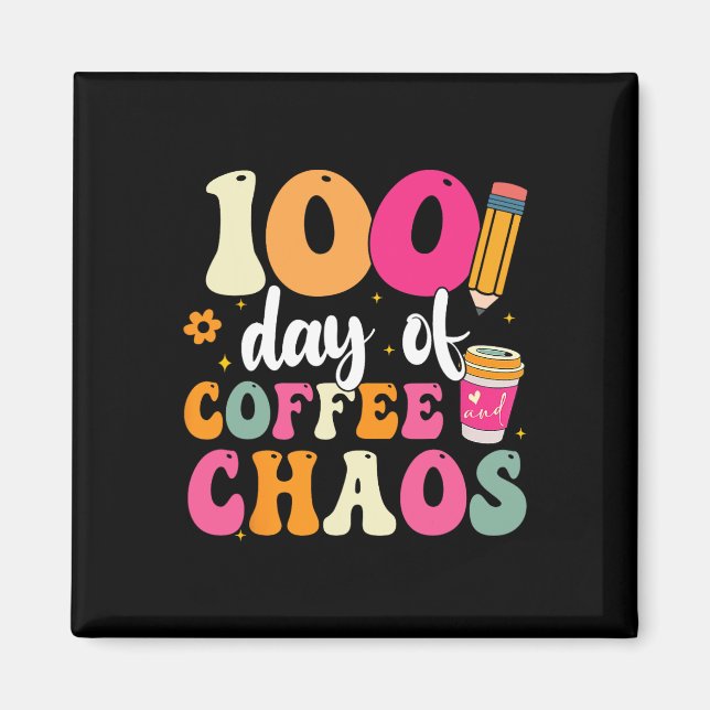 Íman 100 Dias De Café E Caos 100º Dia De Escola T (Frente)