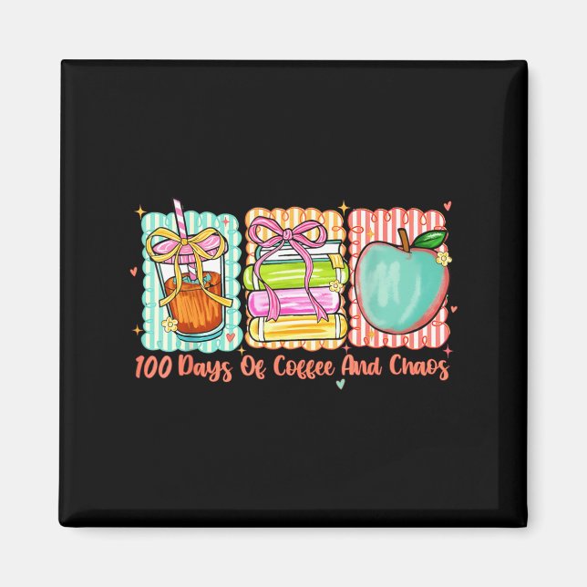 Íman 100 Dias De Café E Caos Retro Coquette Professora (Frente)