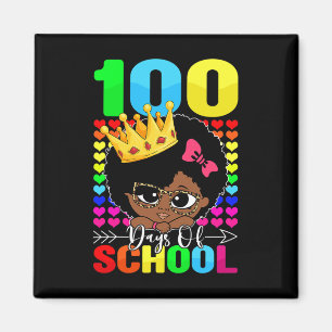 Íman 100 Dias De Crianças Escolares Menina América Negr
