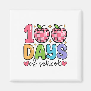 Íman 100 Dias De Escola Professores De Retrô Disco Feli