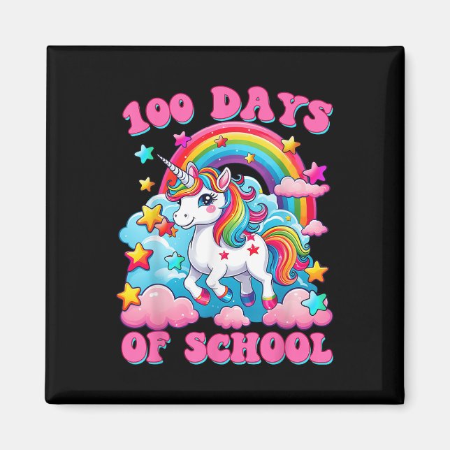 Íman 100 Dias De Meninas De Unicórnio Escolar Curem 100 (Frente)