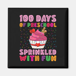 Íman 100 Dias De Pré-Escolas Empurradas Com Cupcake Div