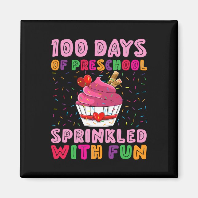 Íman 100 Dias De Pré-Escolas Empurradas Com Cupcake Div (Frente)