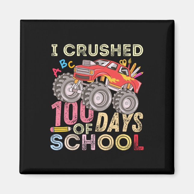 Íman 100 Dias Esmagados De Caminhão-Monstro Escolar 100 (Frente)