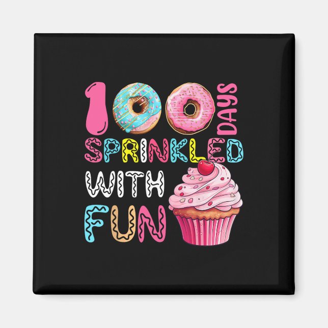 Íman 100 Dias Salpicados Com Cupcake Divertido 100º Dia (Frente)