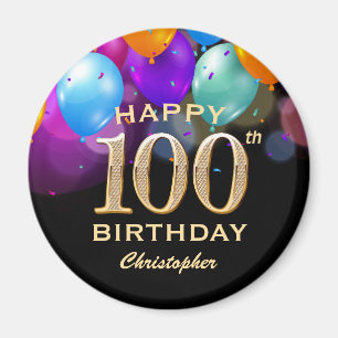 Íman 100th Birthday Party Black and Gold Balloons