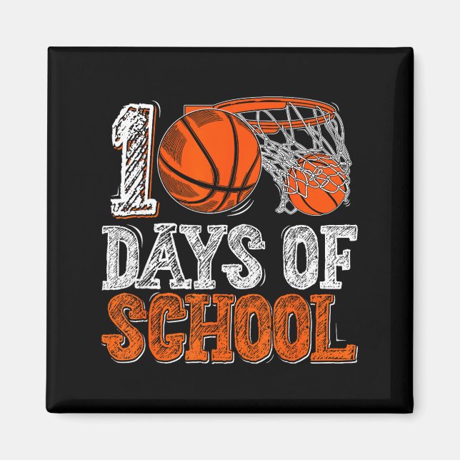 Íman 100th Day Of School Basketball Kids 100 Days Of Sc (Frente)